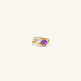 14K BIRTHSTONE DOUBLE PEAR PINKY RING