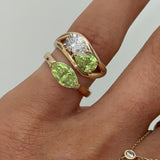 14K BIRTHSTONE DOUBLE PEAR PINKY RING