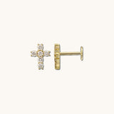 14K CROSS DIAMOND EARRING