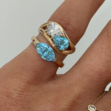 14K BIRTHSTONE DOUBLE PEAR PINKY RING