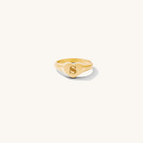 INITIAL HEART SIGNET RING