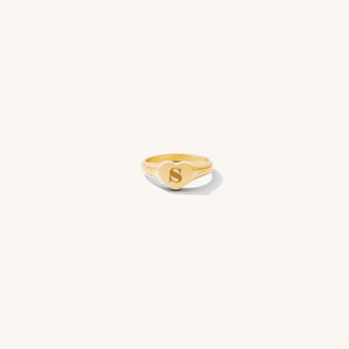 INITIAL HEART ENGRAVABLE SIGNET RING