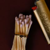 Matches and a lighter on a dark background