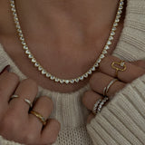 QUEEN OF HEARTS BEZEL TENNIS NECKLACE