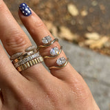 14K SOLITAIRE WAVE PINKY RING