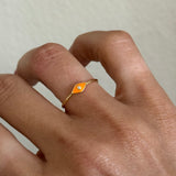 ORANGE ENAMEL EYE RING (SIZE 6)