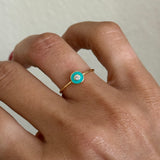 TURQUOISE CIRCLE ENAMEL EYE RING (SIZE 6)