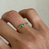 GREEN ENAMEL EYE RING (SIZE 6)