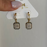 PAVÉ SQUARE ONYX EARRINGS