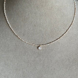 SOLITAIRE CHAMPAGNE CRYSTAL NECKLACE (14" + 2" EXT)