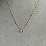 PAVÉ HALO PEAR NECKLACE (15" + 2" EXT)
