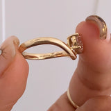 14K BIRTHSTONE SOLITAIRE WAVE PINKY RING