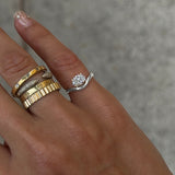 14K WHITE GOLD SOLITAIRE WAVE PINKY RING