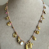 PINK CORD CHARM NECKLACE (18")