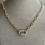 PAVÉ CARABINER NECKLACE (18")