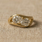 14K DOUBLE PEAR PINKY RING