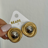 TWO TONE CIRCLE KNOT EARRINGS