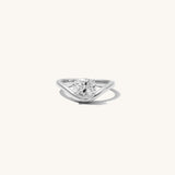 14K WHITE GOLD SOLITAIRE WAVE PINKY RING