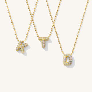 PAVÉ BUBBLE INITIAL NECKLACE