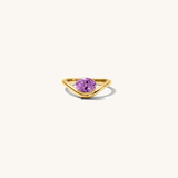 14K BIRTHSTONE SOLITAIRE WAVE PINKY RING