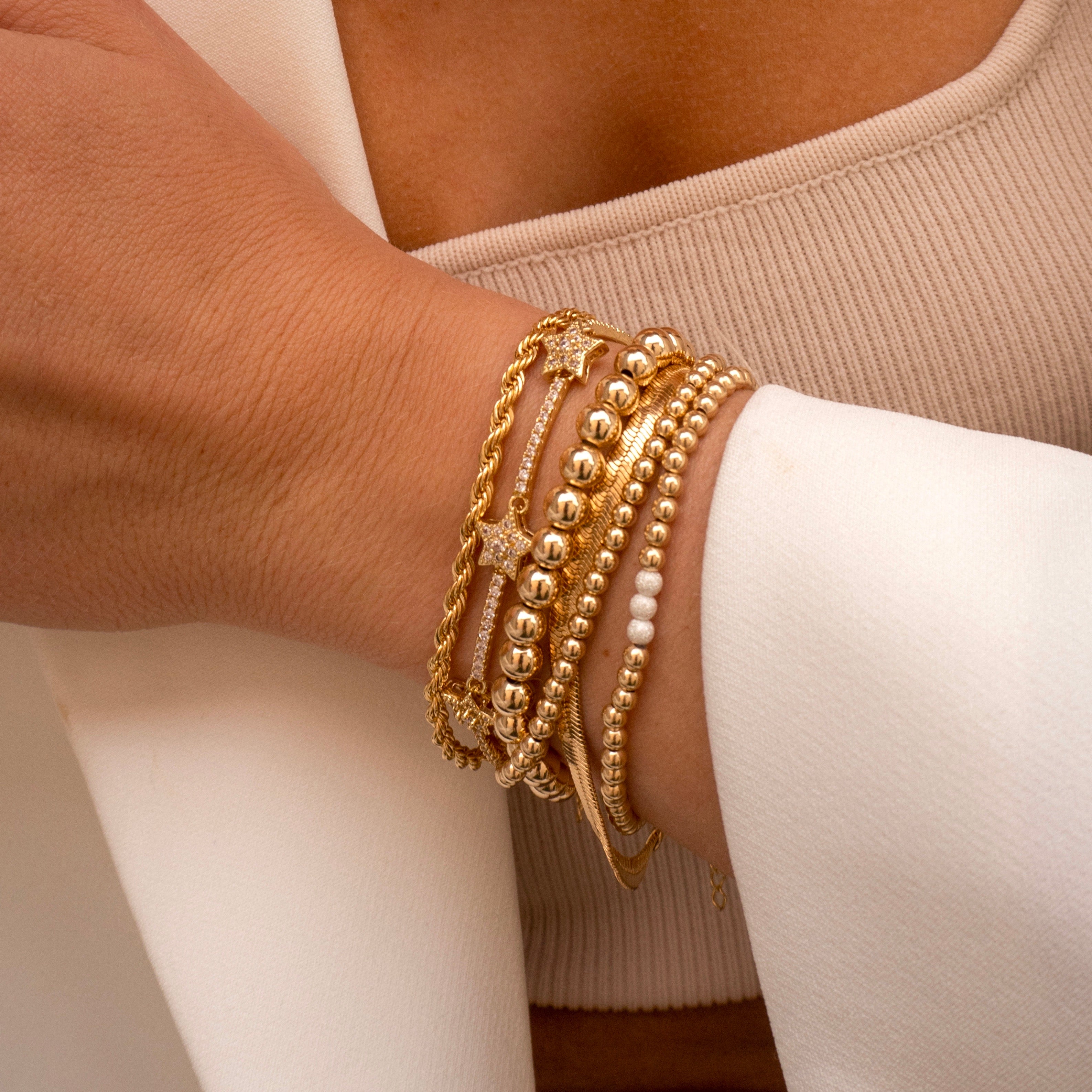 Gold Beaded Bracelet - Dainty Gold Bracelet - Gold Filled Bracelet -  Stacking Bracelet - Gift f…